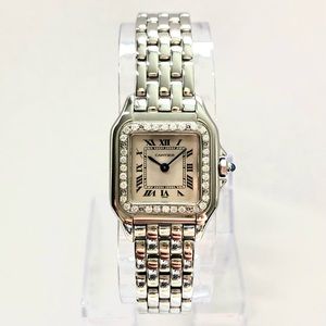CARTIER PANTHERE 23mm Quartz Steel 0.32TCW DIAMOND Watch Cream Dial